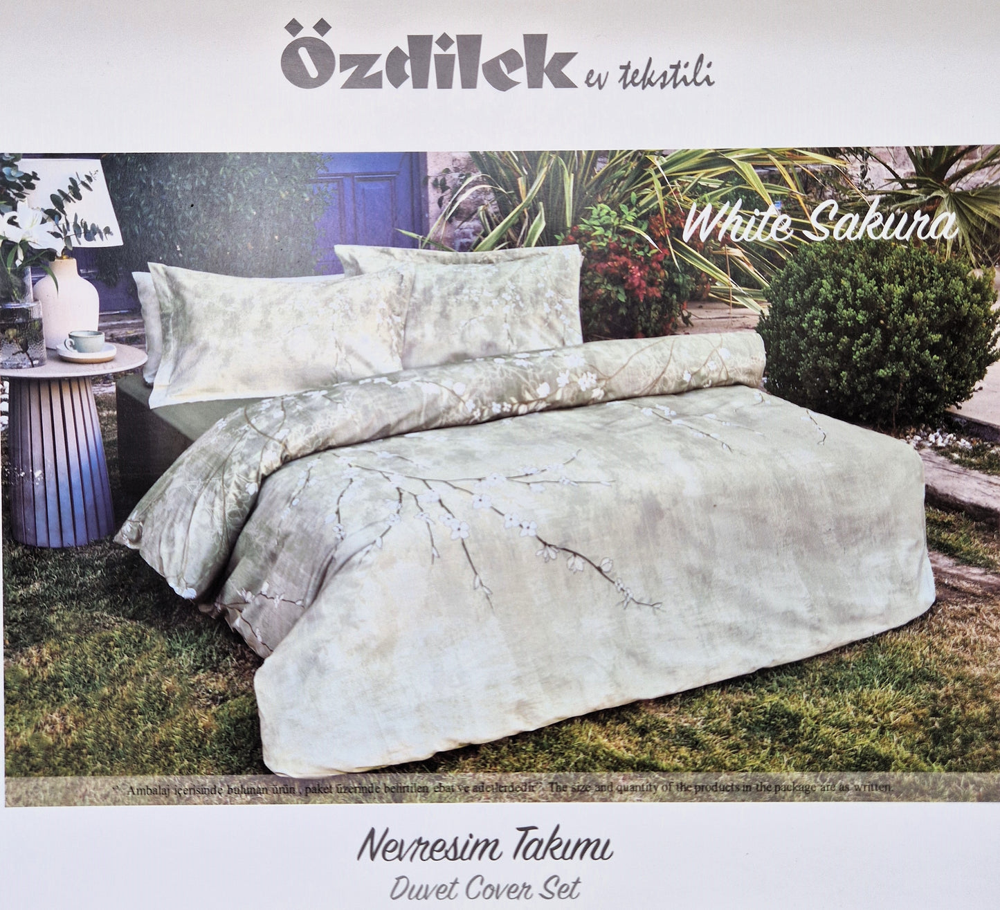 Set Lenjerie de pat Ozdilek – White Sakura - Kaki - 2 Persoane