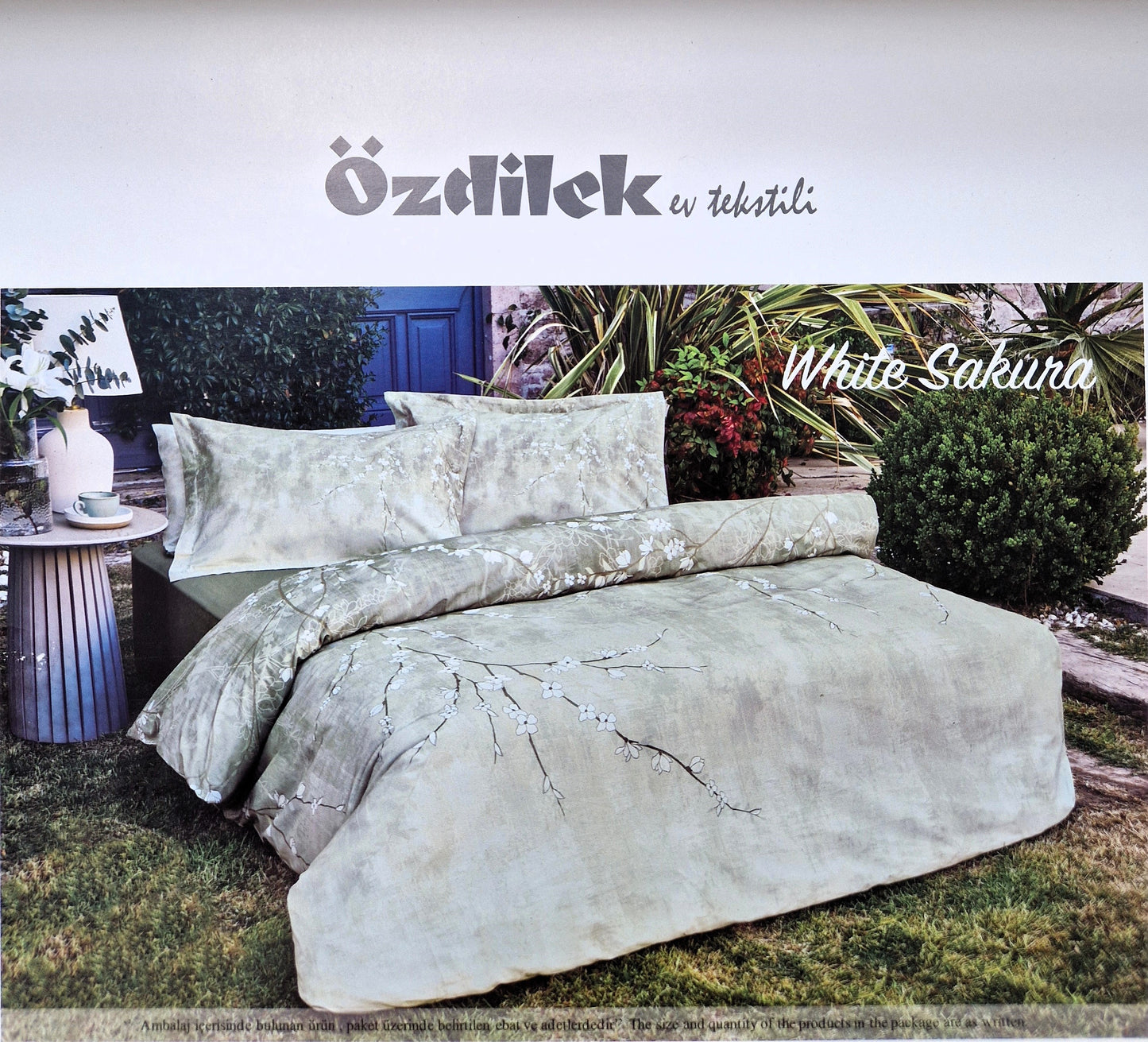 Set Lenjerie de pat Ozdilek – White Sakura - Kaki - 2 Persoane