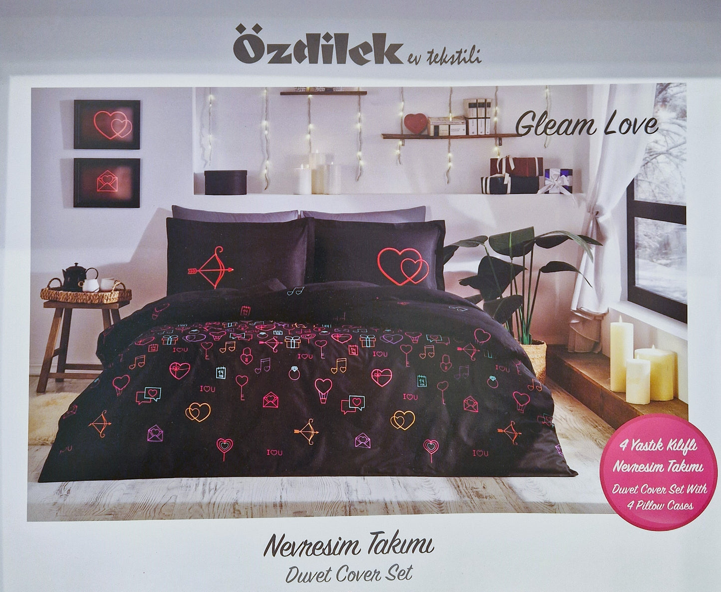 Set Lenjerie de pat Ozdilek – GLEAM LOVE - Negru/Rosu