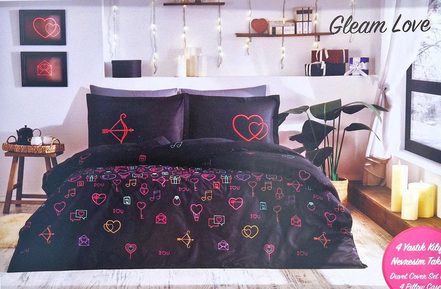 Set Lenjerie de pat Ozdilek – GLEAM LOVE - Negru/Rosu