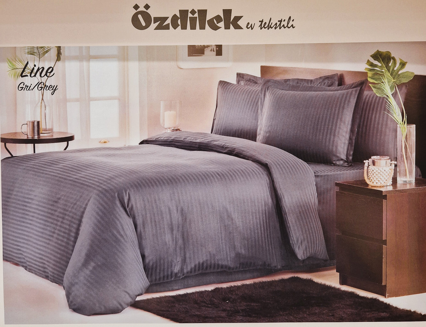 Set Lenjerie de pat Ozdilek - LINE - Gri - 2 persoane