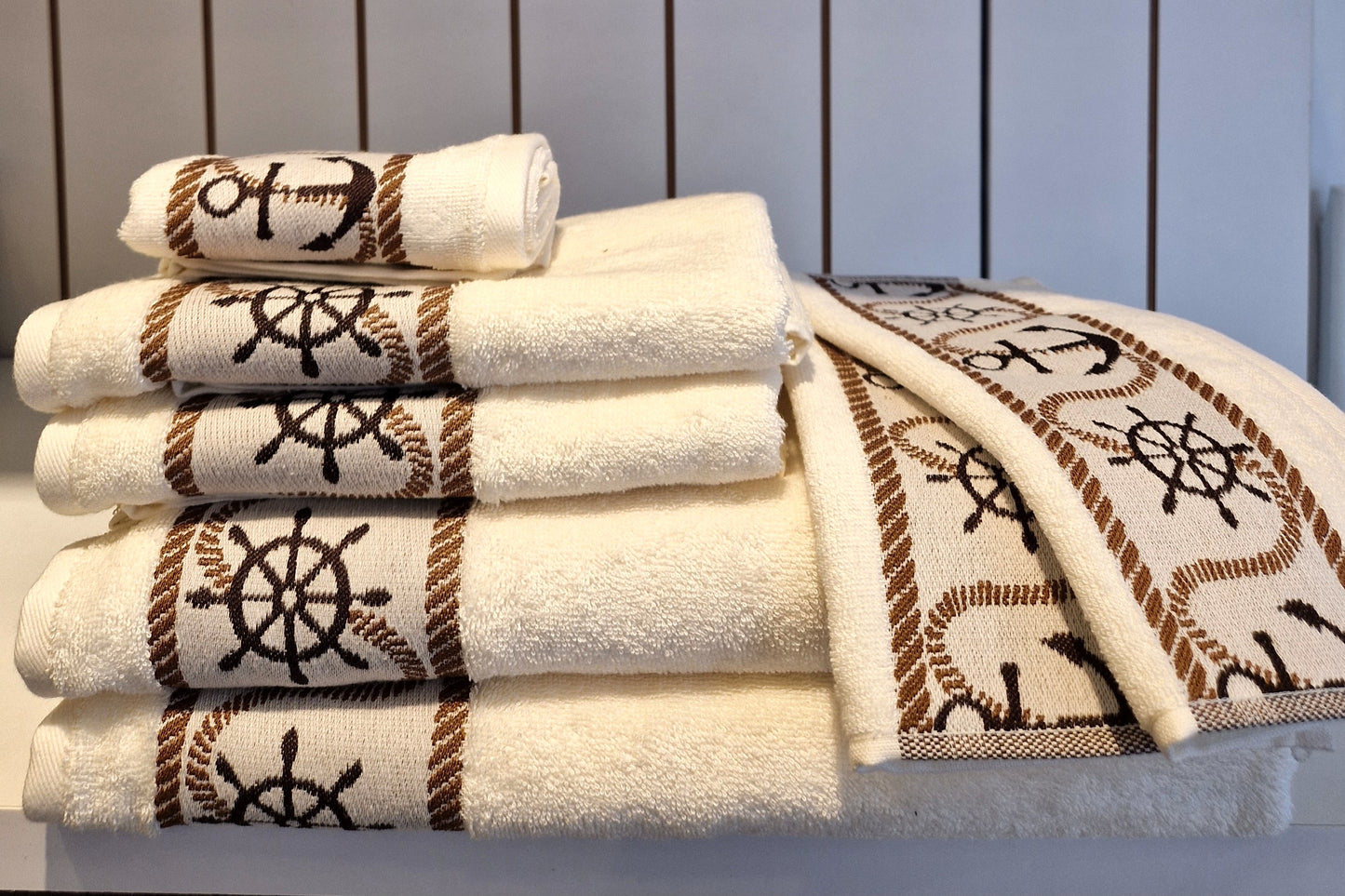 Prosop fata/mana OZDILEK BAMBOO - ANCHOR MARINE - Crem - 50 cm x 90 cm