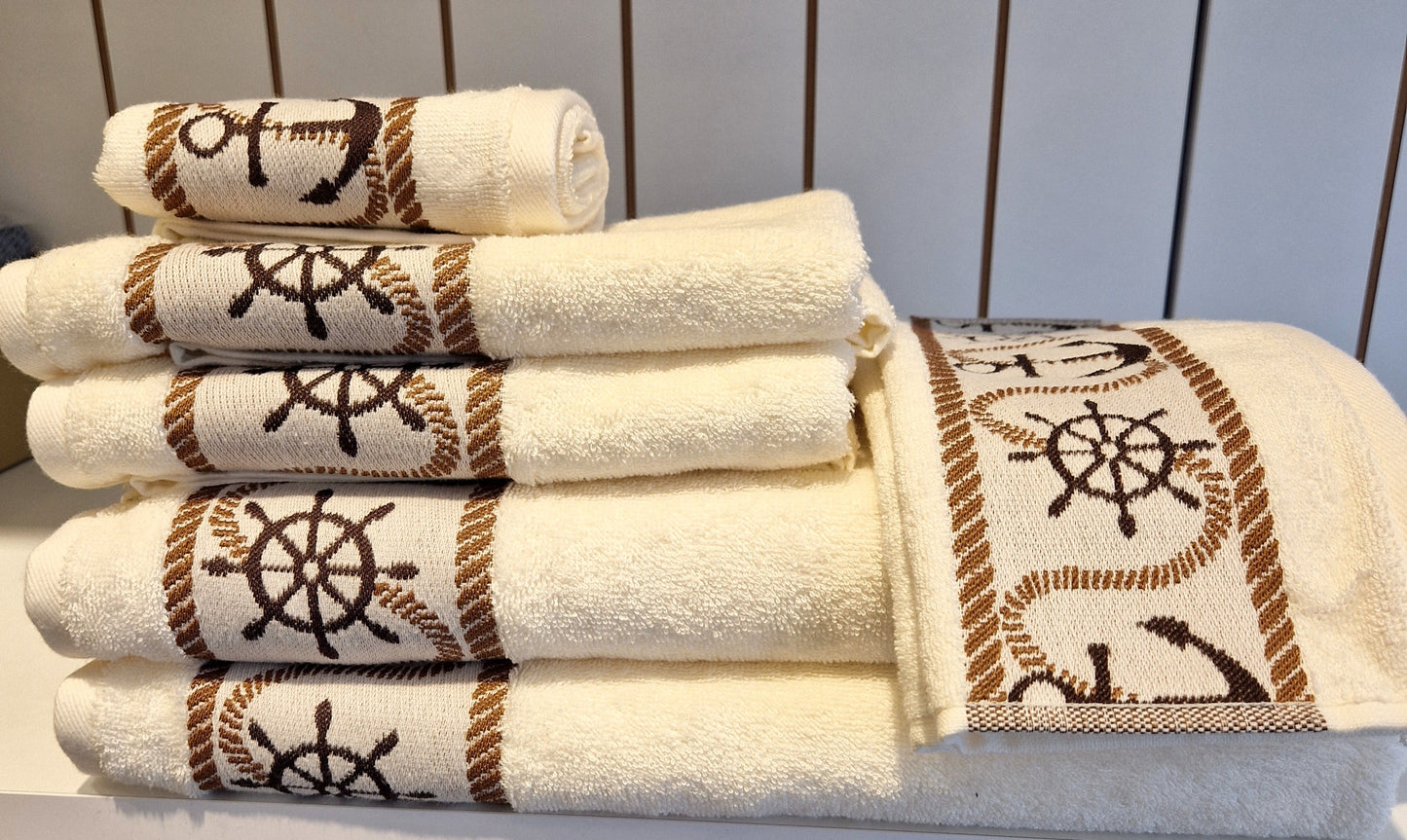 Prosop fata/mana OZDILEK BAMBOO - ANCHOR MARINE - Crem - 50 cm x 90 cm