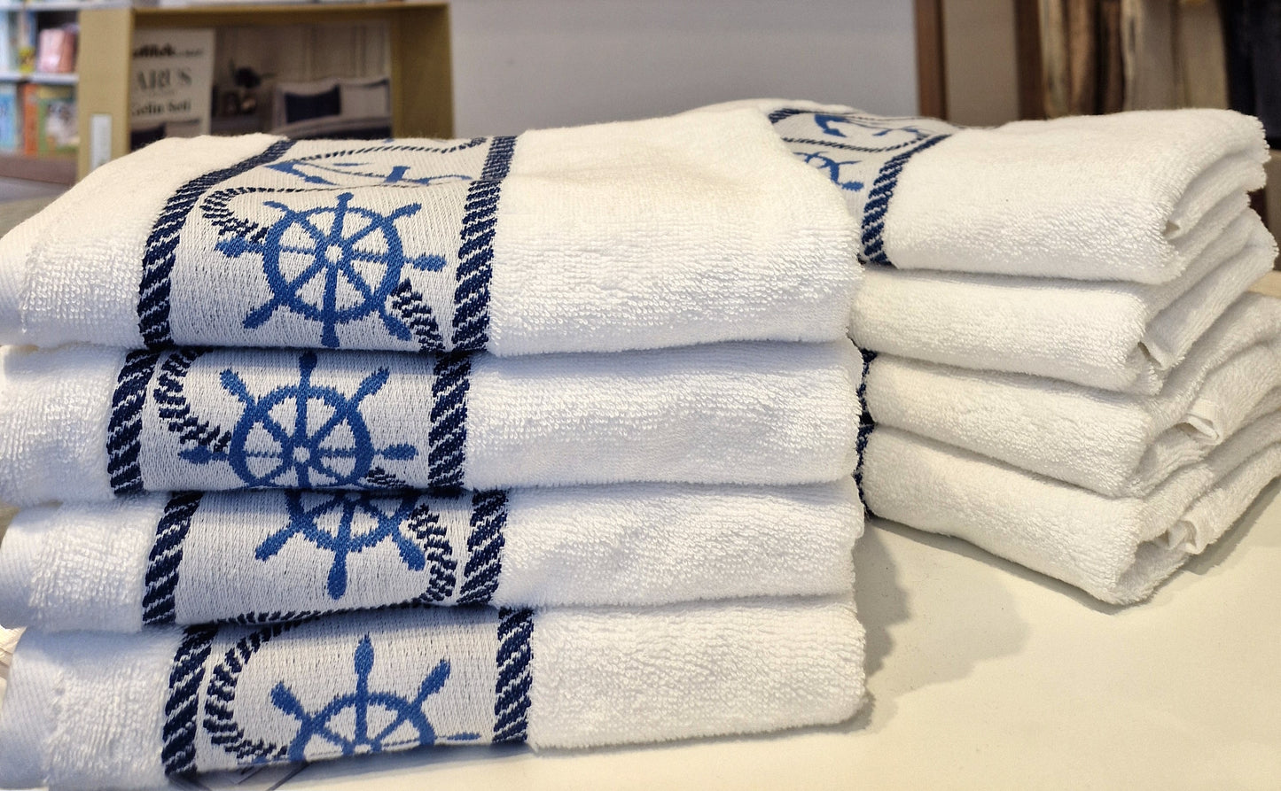 Prosop fata/mana OZDILEK BAMBOO - ANCHOR MARINE - Alb - 50 cm x 90 cm