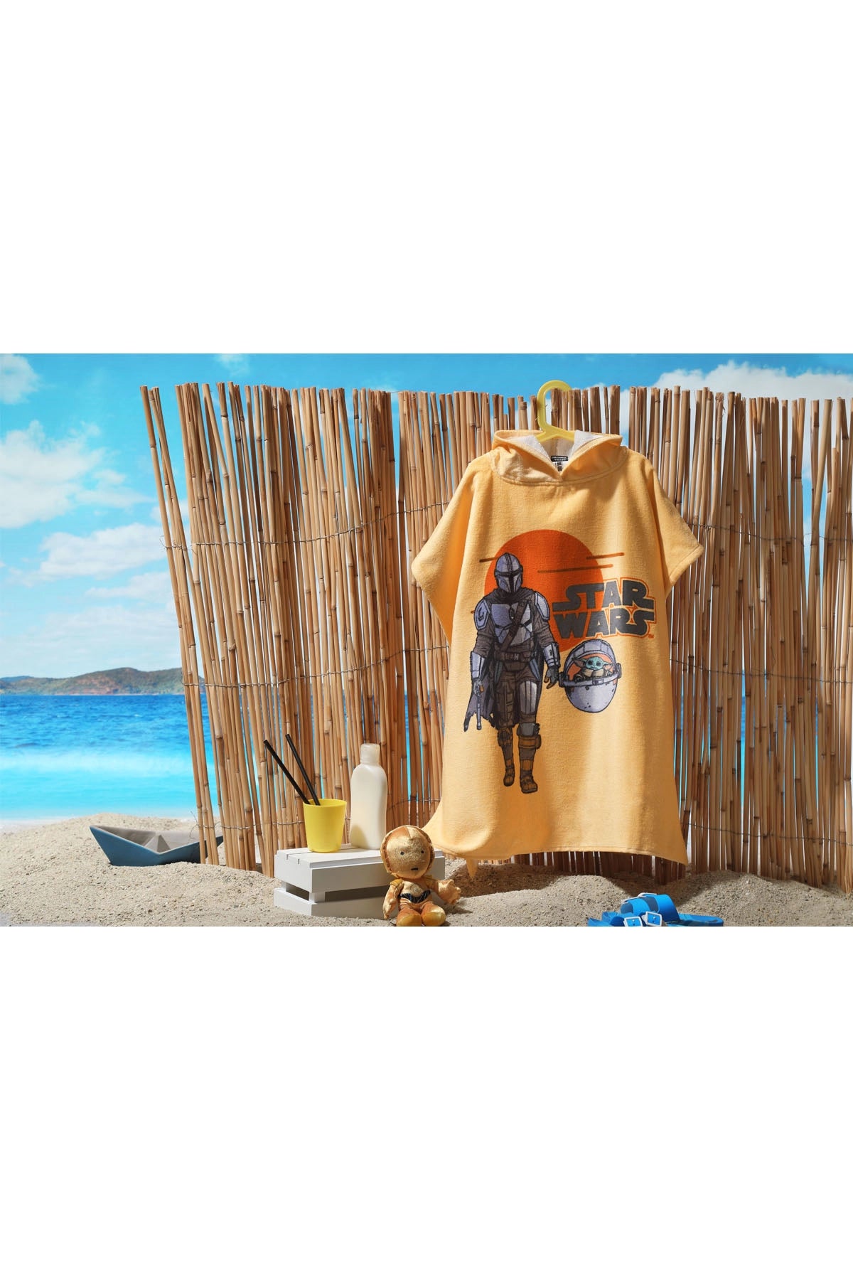 Poncho prosop copii Disney Star Wars - Galben