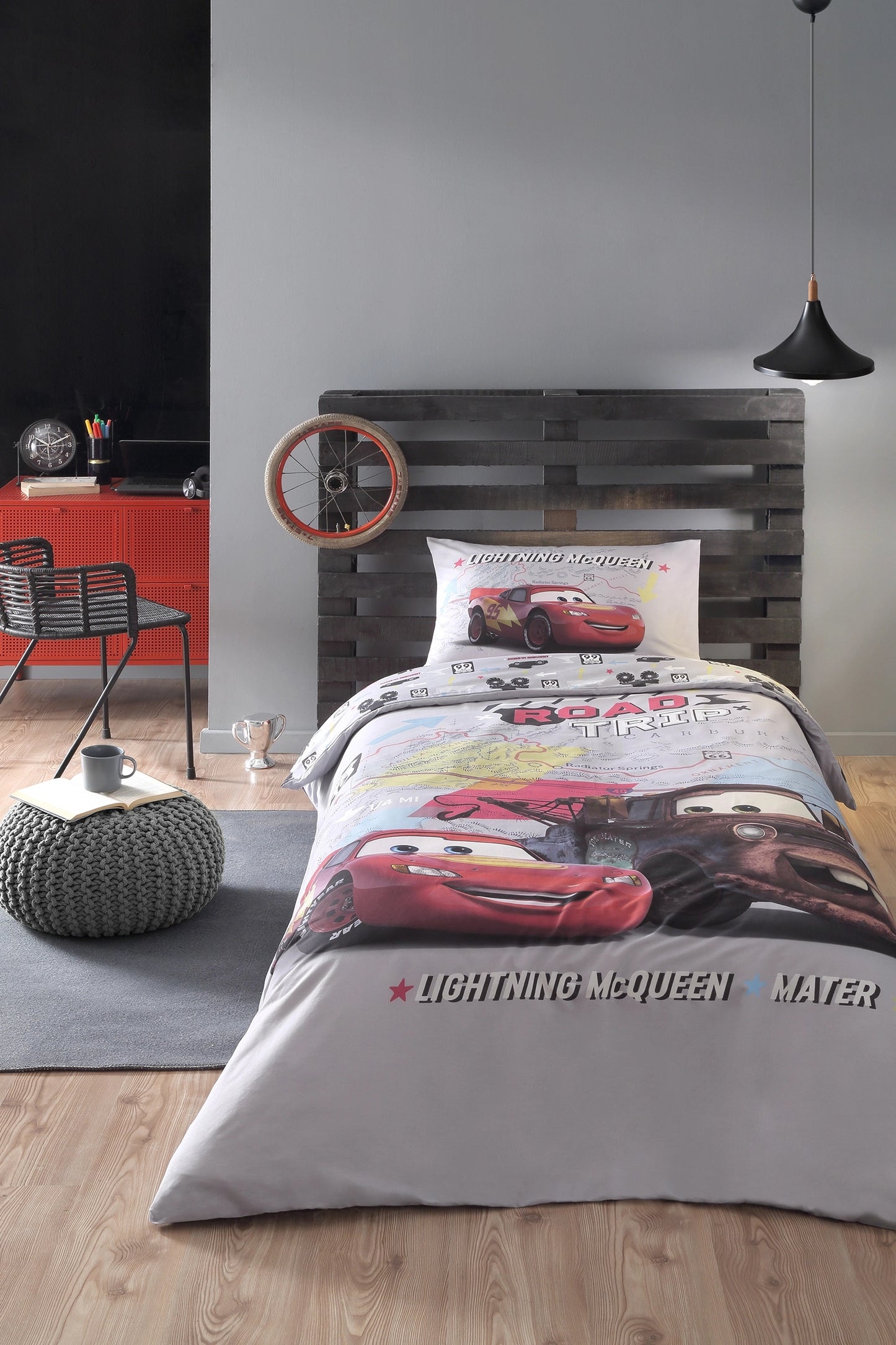 Set lenjerie pat copii DISNEY CARS - Gri