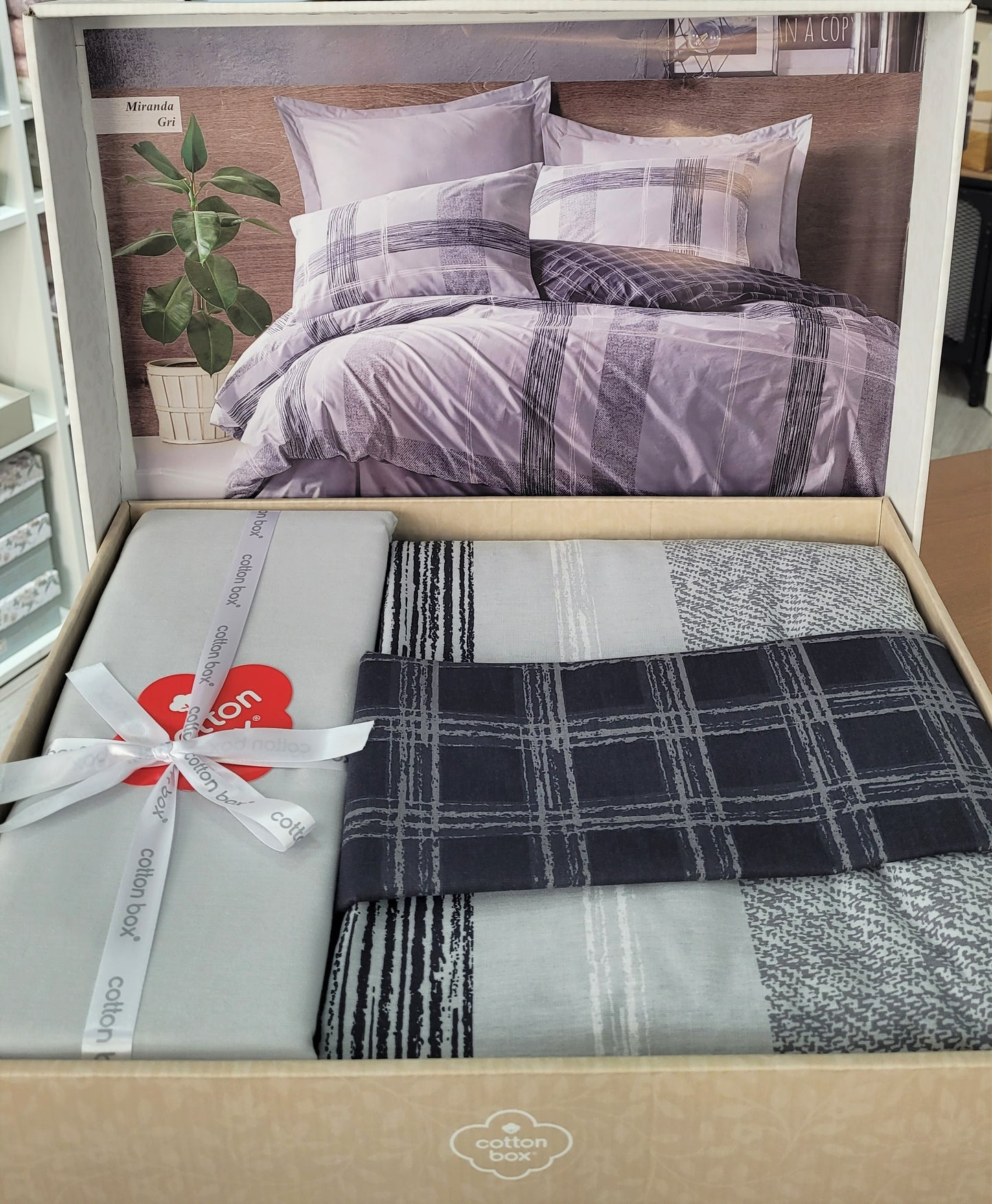 Lenjerie de pat COTTON BOX MIRANDA GRI