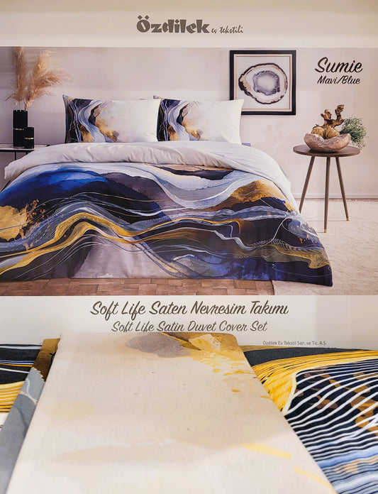 Set Lenjerie de pat Ozdilek - SUMIE - Albastru - 2 Persoane