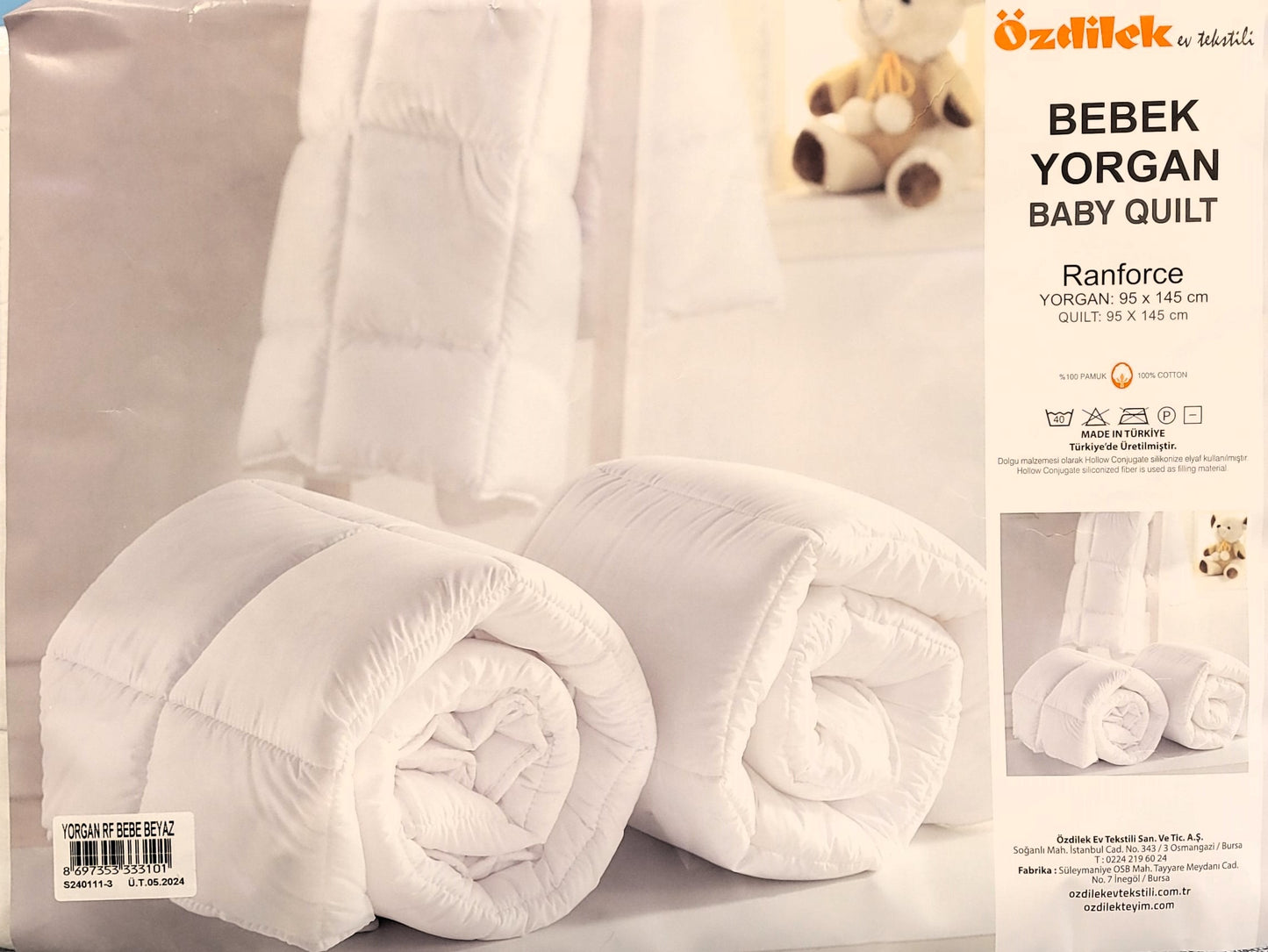 Pilota OZDILEK - RANFORCE BABY - Alb - 95 cm x 145 cm