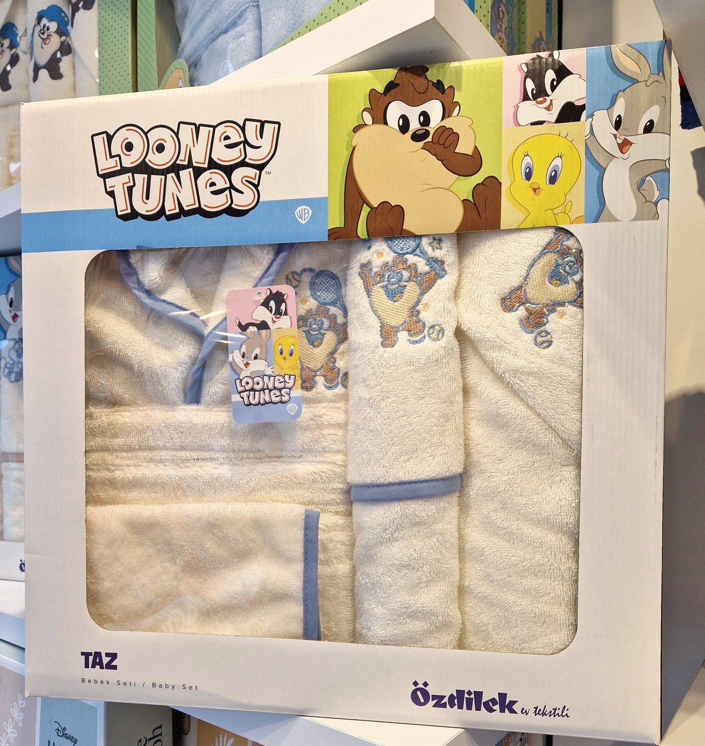 Set de baie baby Looney Tunes Taz - Crem/Albastru