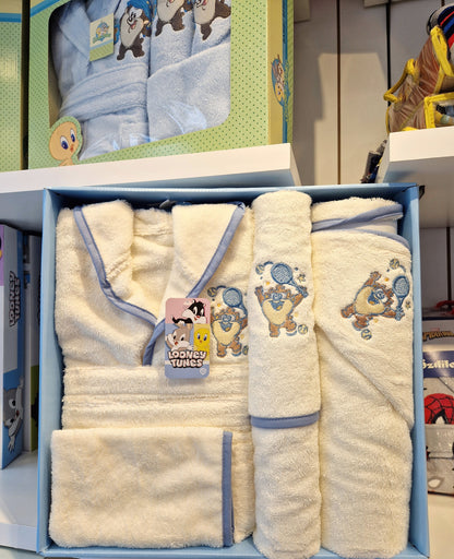 Set de baie baby Looney Tunes Taz - Crem/Albastru