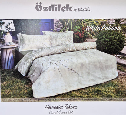 Set Lenjerie de pat Ozdilek – White Sakura - Kaki - 2 Persoane