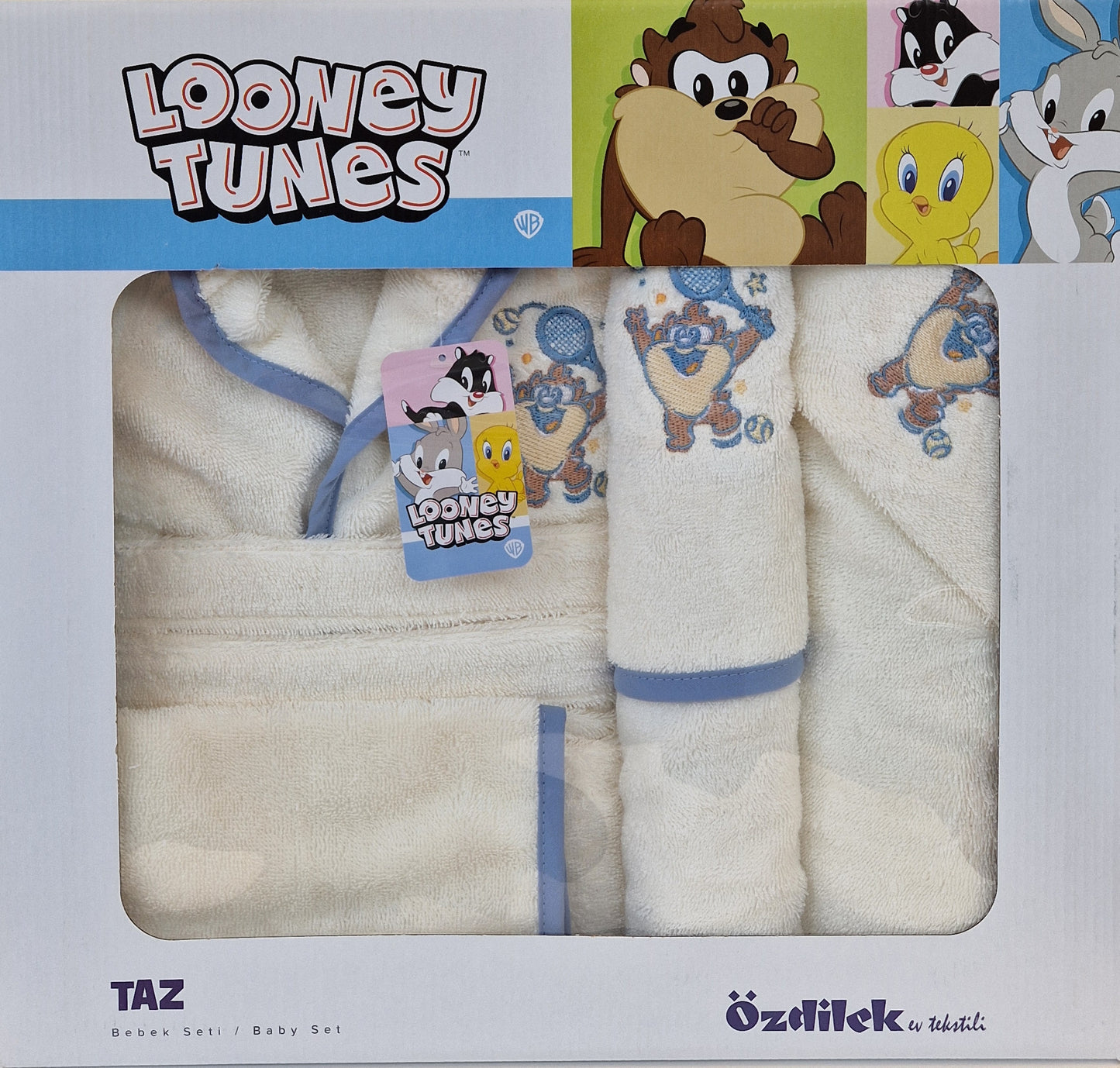 Set de baie baby Looney Tunes Taz - Crem/Albastru