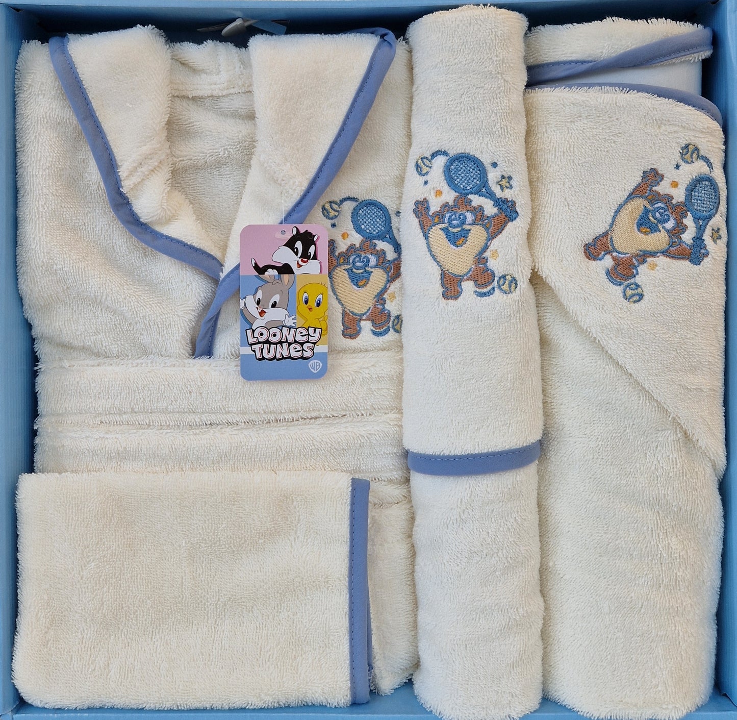 Set de baie baby Looney Tunes Taz - Crem/Albastru