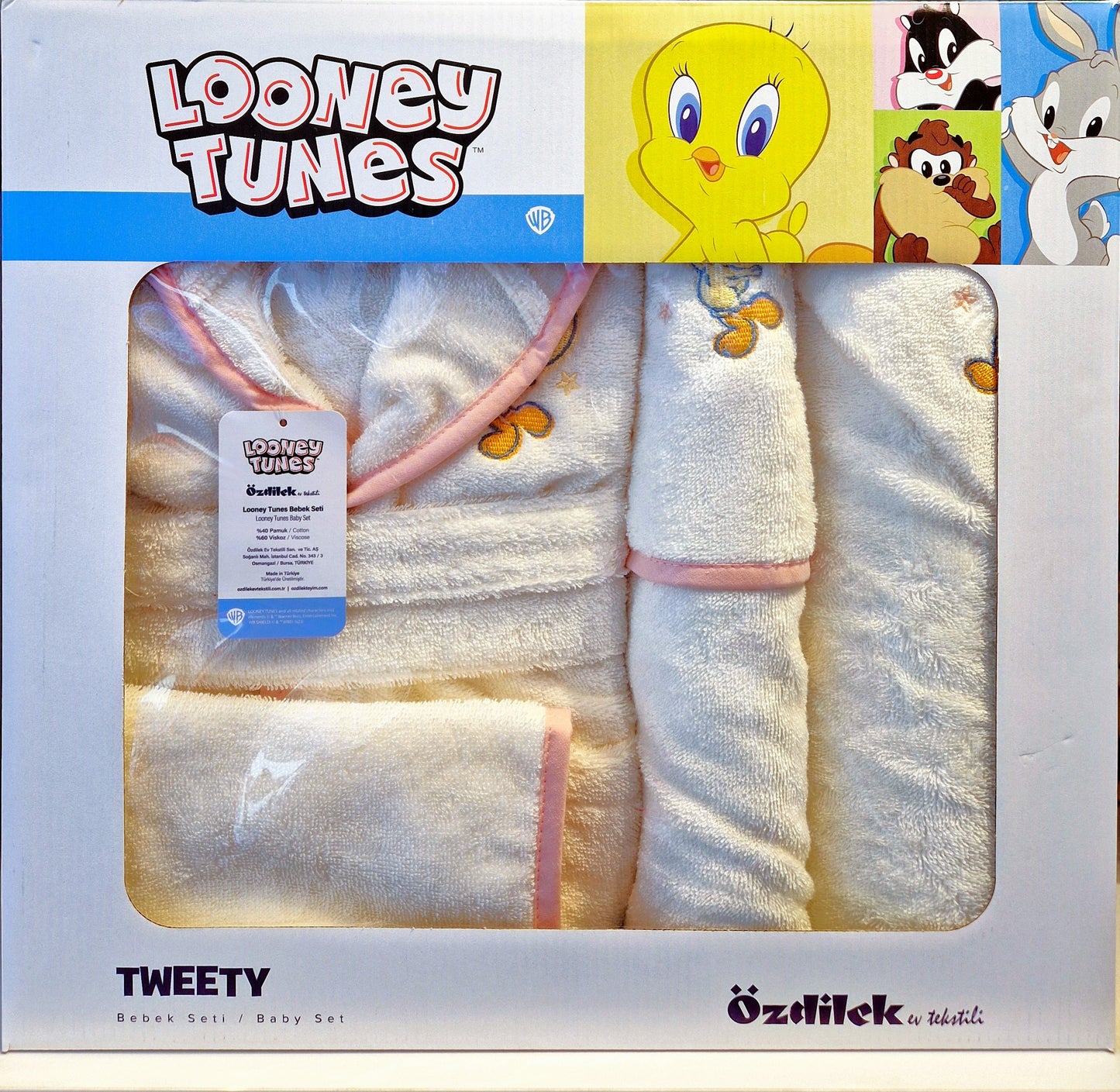 Set de baie baby Looney Tunes Tweety - Crem/Roz