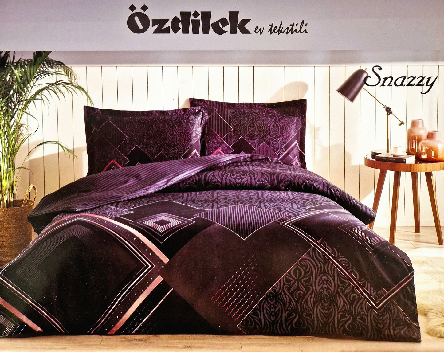 Set Lenjerie de pat Ozdilek – SNAZZY - Negru/Roz - 2 Persoane