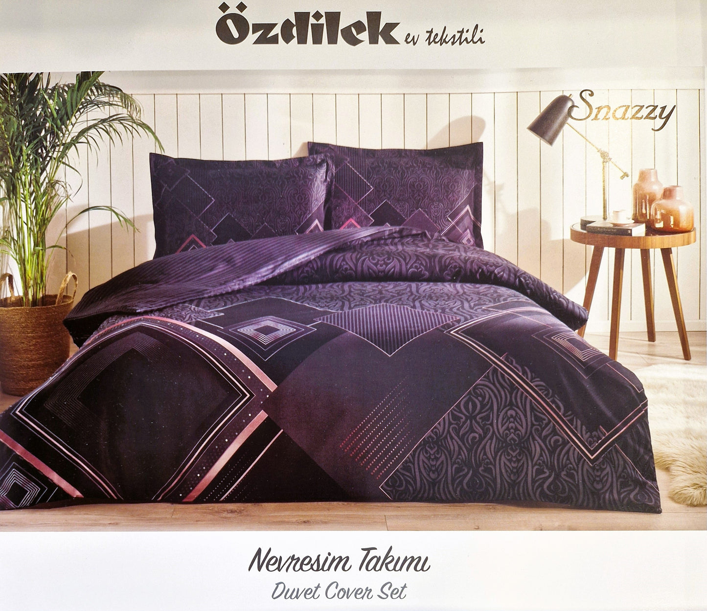 Set Lenjerie de pat Ozdilek – SNAZZY - Negru/Roz - 2 Persoane