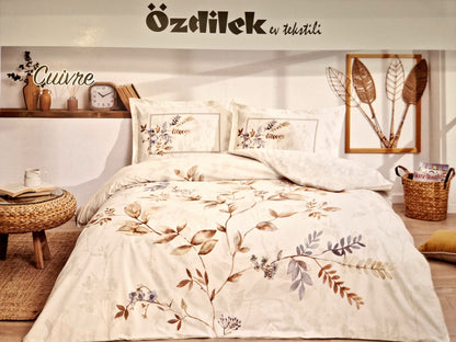 Lenjerie de pat Ozdilek – CUIVRE - Crem/Maro - 2 Persoane