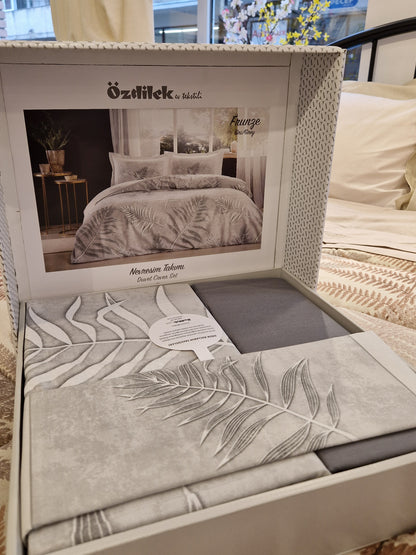 Set Lenjerie de pat Ozdilek – FRUNZE - Gri