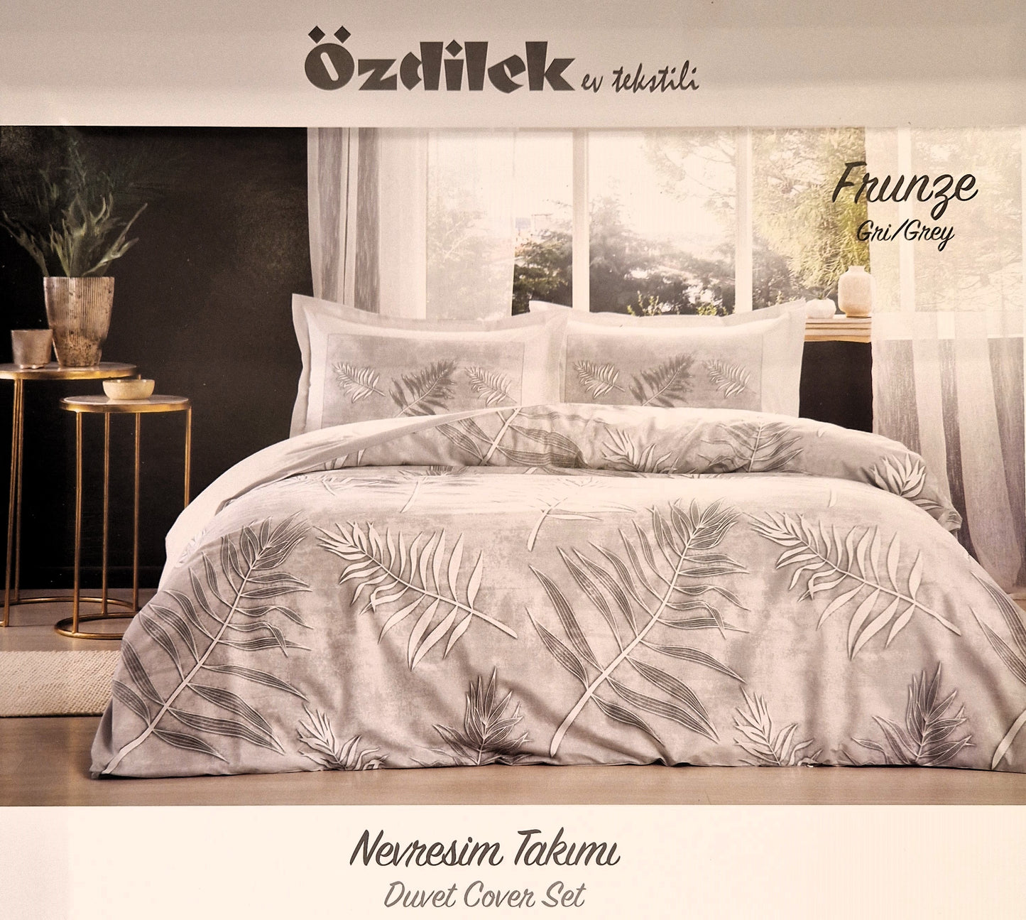 Set Lenjerie de pat Ozdilek – FRUNZE - Gri - 2 Persoane