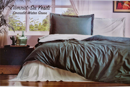 Set Lenjerie de pat Ozdilek – COLOURIST - Verde smarald/Verde deschis - 2 Persoane