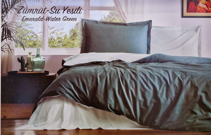 Set Lenjerie de pat Ozdilek – COLOURIST - Verde smarald/Verde deschis - 2 Persoane