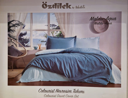 Set Lenjerie de pat Ozdilek – COLOURIST - Albastru/Bleu - 2 Persoane