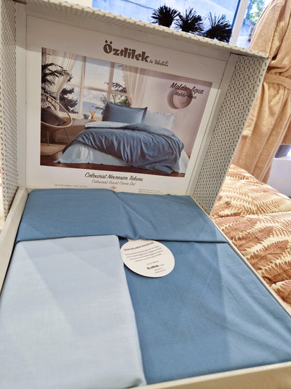 Set Lenjerie de pat Ozdilek – COLOURIST - Albastru/Bleu - 2 Persoane