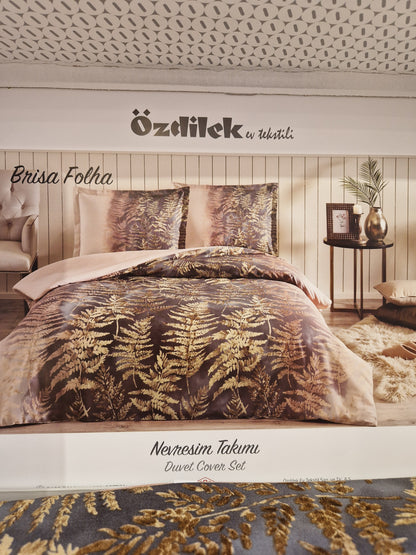 Set Lenjerie de pat Ozdilek – BRISA FOLHA - Bej - 2 Persoane