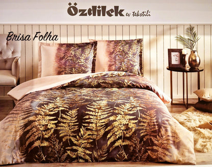 Set Lenjerie de pat Ozdilek – BRISA FOLHA - Bej - 2 Persoane