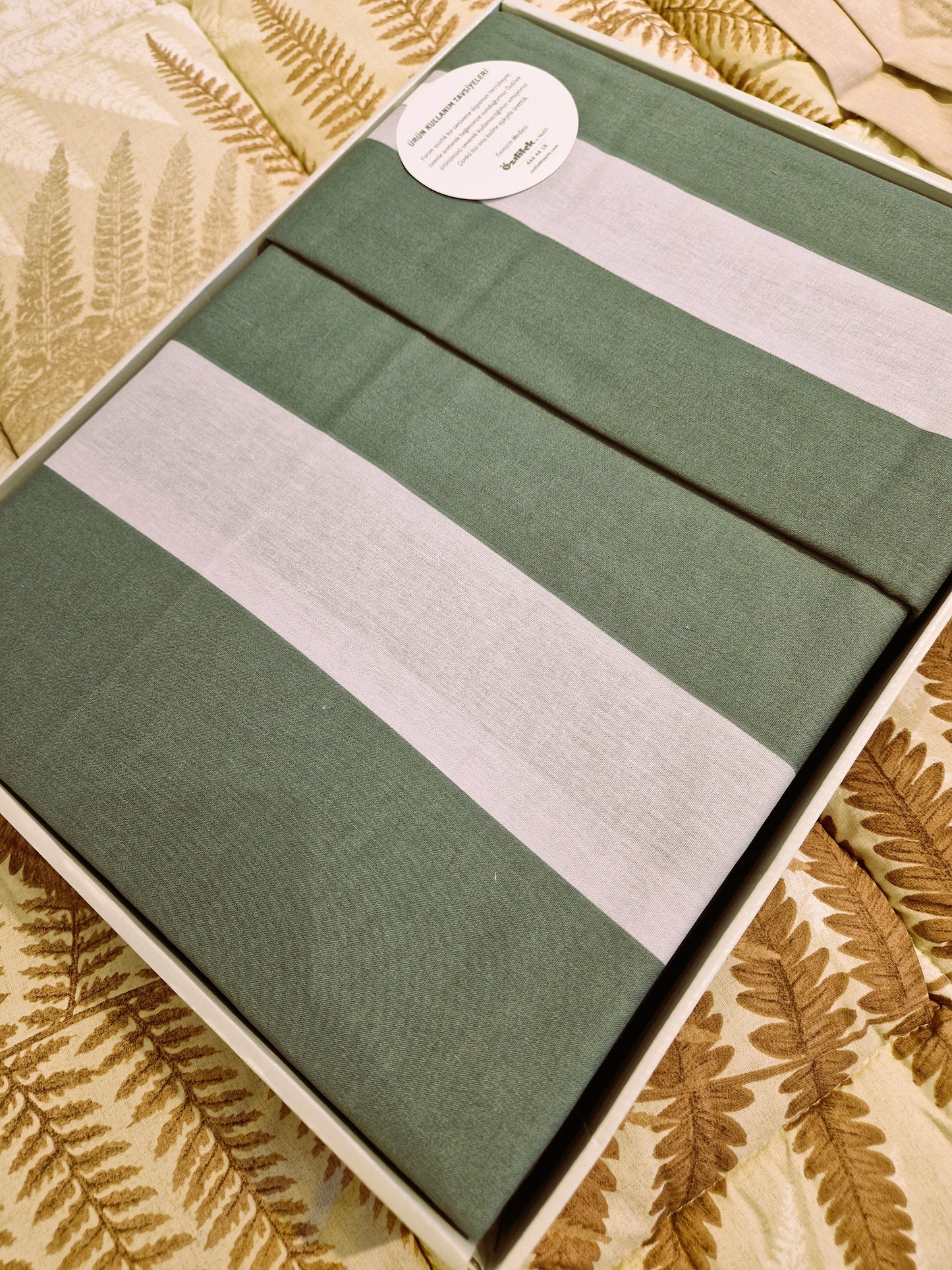 Set Lenjerie de pat Ozdilek – BRANCH - Verde - 2 Persoane