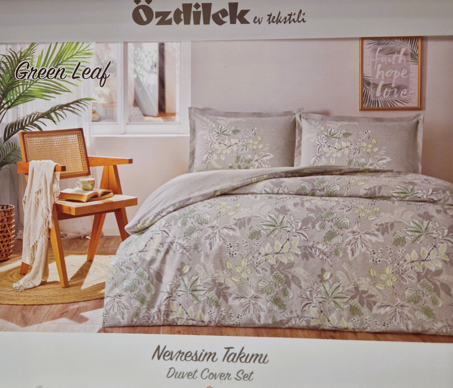 Set Lenjerie de pat Ozdilek – GREEN LEAF - Gri/Verde