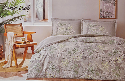 Set Lenjerie de pat Ozdilek – GREEN LEAF - Gri/Verde