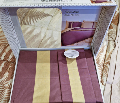 Set Lenjerie de pat Ozdilek – COLOUR STRIPE - Bej/Pruna