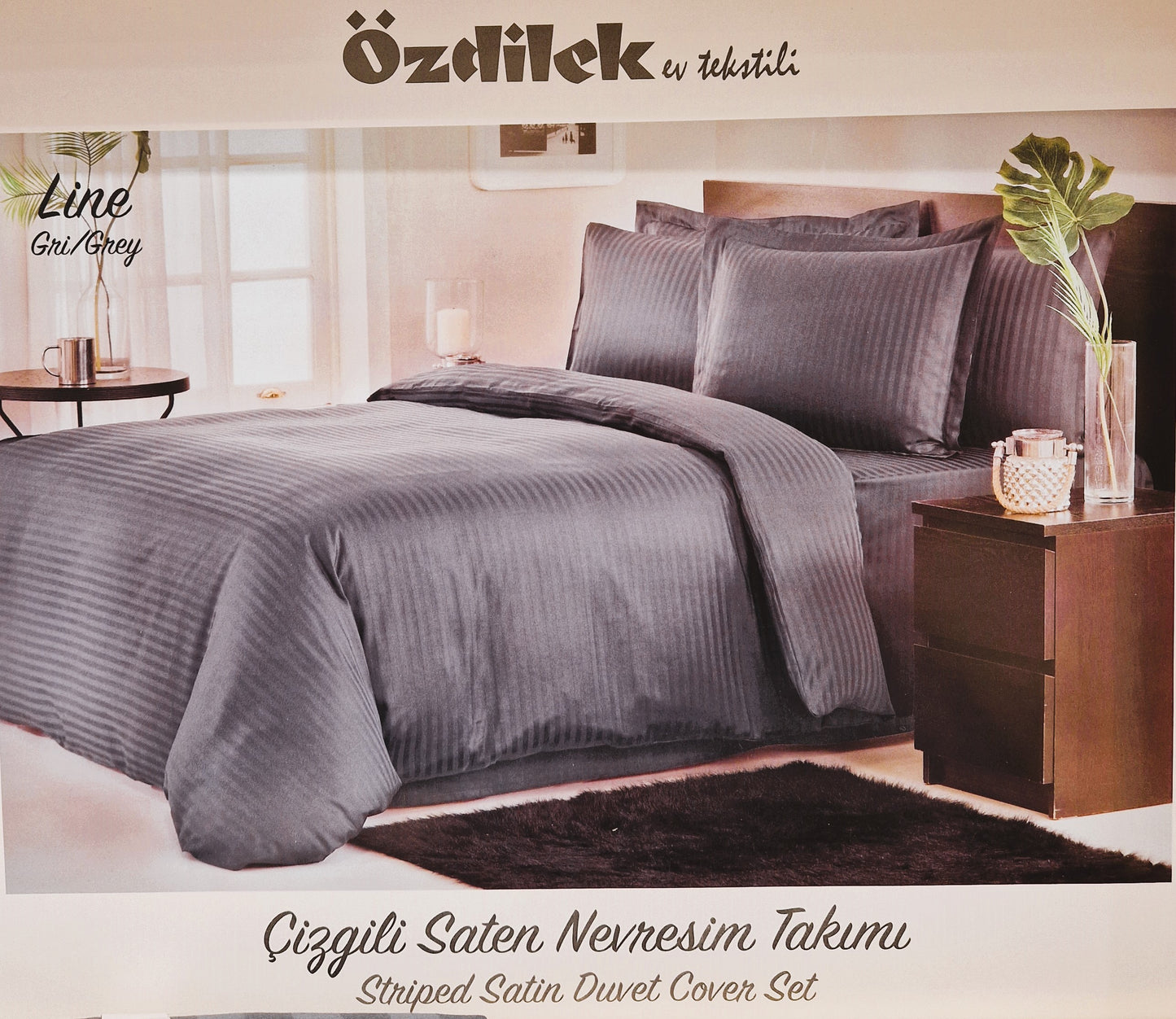 Set Lenjerie de pat Ozdilek - LINE -  Gri - 2 persoane