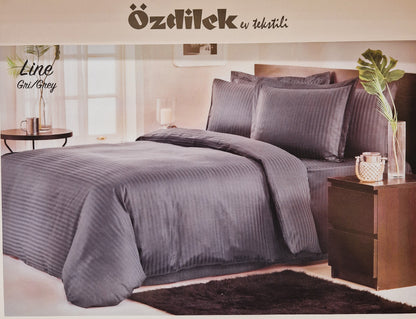 Set Lenjerie de pat Ozdilek - LINE -  Gri - 2 persoane