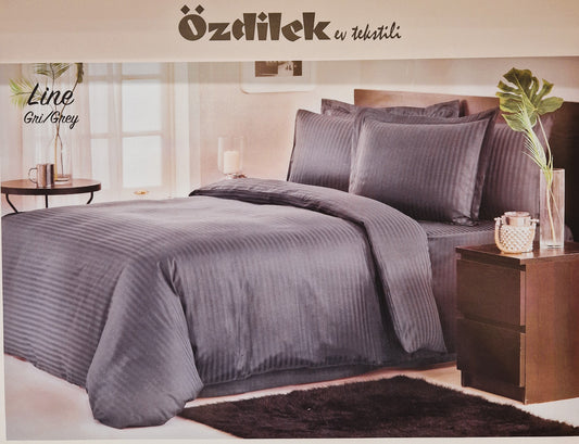 Set Lenjerie de pat Ozdilek - LINE -  Gri - 2 persoane