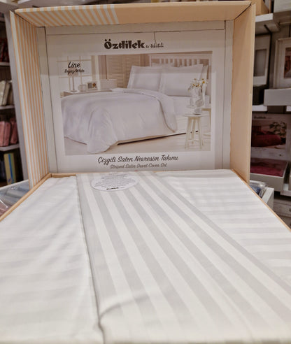 Set Lenjerie de pat Ozdilek - LINE - Alb - 2 Persoane