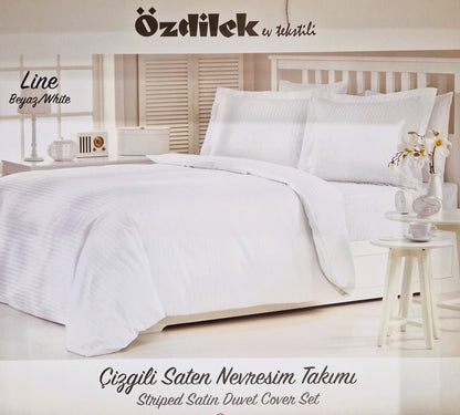 Set Lenjerie de pat Ozdilek - LINE - Alb - 2 Persoane