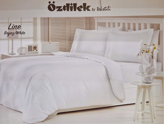 Set Lenjerie de pat Ozdilek - LINE - Alb - 2 Persoane
