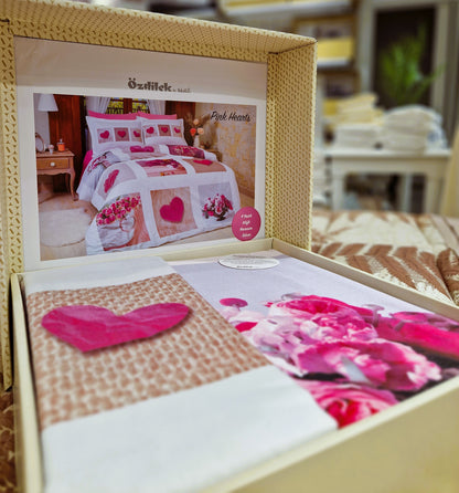 Set Lenjerie de pat Ozdilek - PINK HEARTS - Floral - 2 Persoane