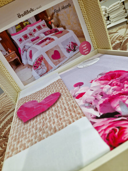 Set Lenjerie de pat Ozdilek - PINK HEARTS - Floral - 2 Persoane