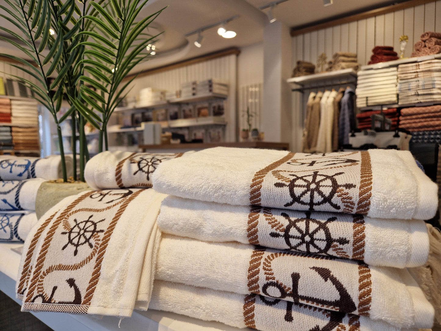 Prosop de baie OZDILEK BAMBOO - ANCHOR MARINE - Crem - 90 cm x 150 cm