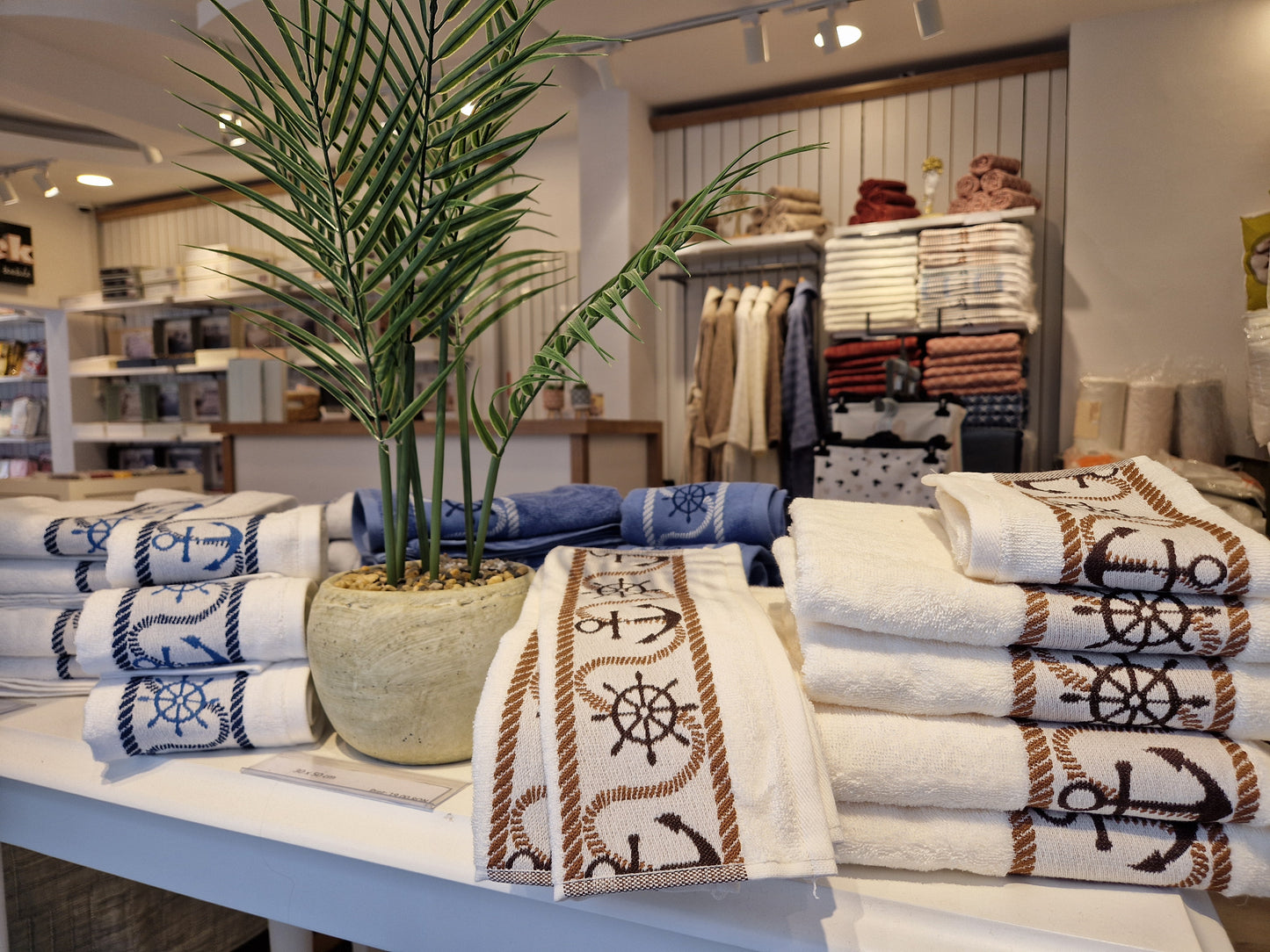 Prosop de baie OZDILEK BAMBOO - ANCHOR MARINE - Crem - 90 cm x 150 cm