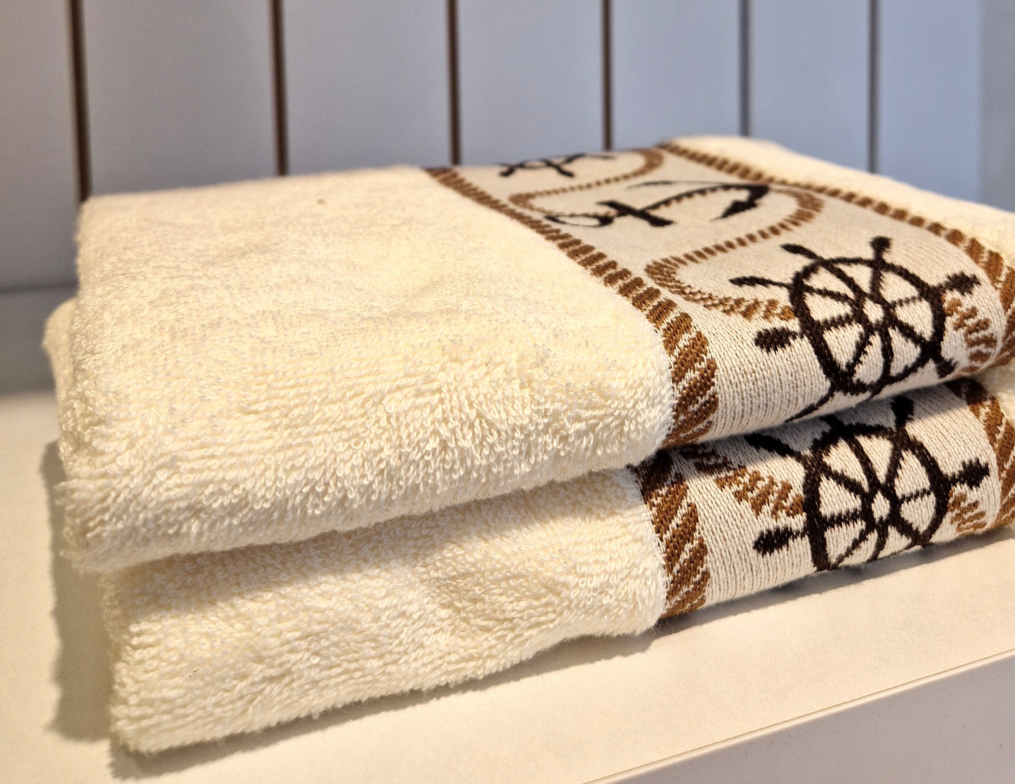 Prosop fata/mana OZDILEK BAMBOO - ANCHOR MARINE - Crem - 50 cm x 90 cm