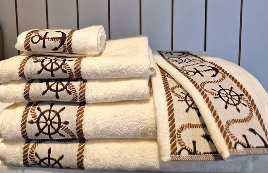 Prosop de baie OZDILEK BAMBOO - ANCHOR MARINE - Crem - 90 cm x 150 cm