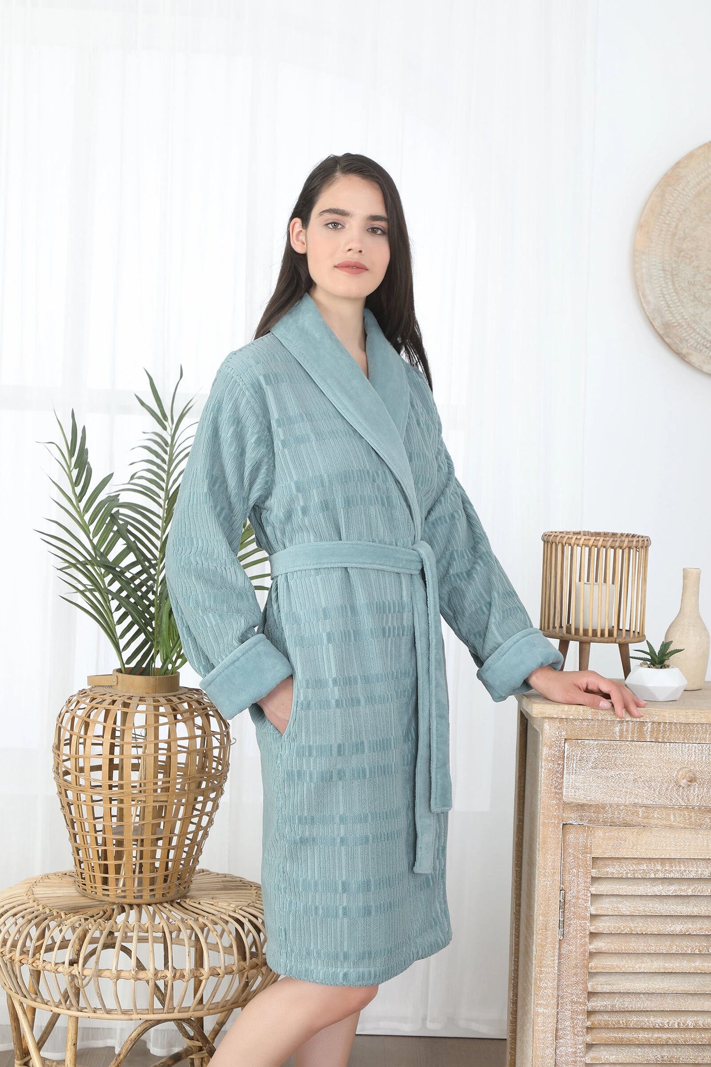 Halat de baie SADEM SPRUCE - Bumbac Organic - Mint - L