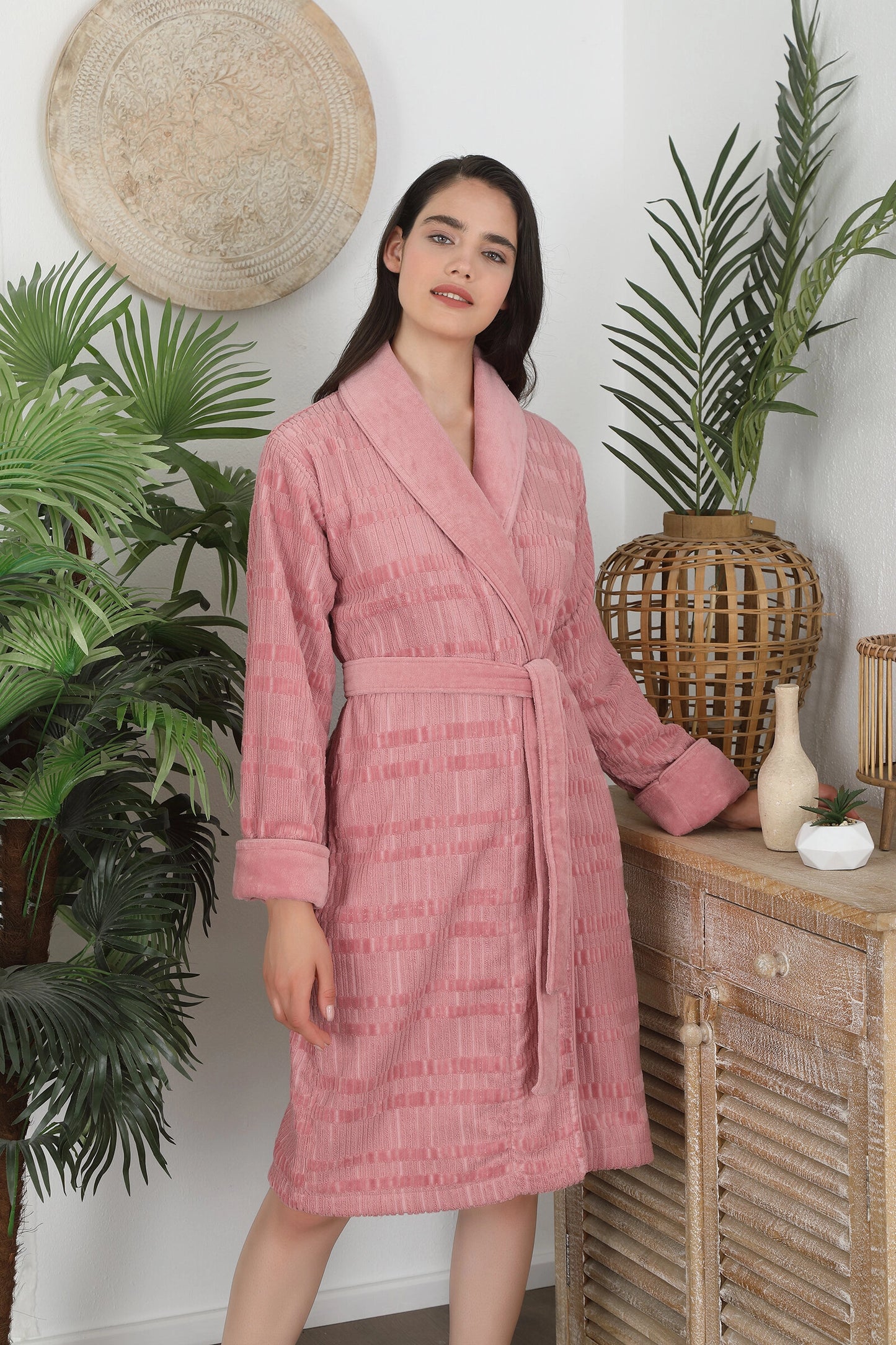 Halat de baie SADEM SPRUCE - Bumbac Organic - Corai - S/M