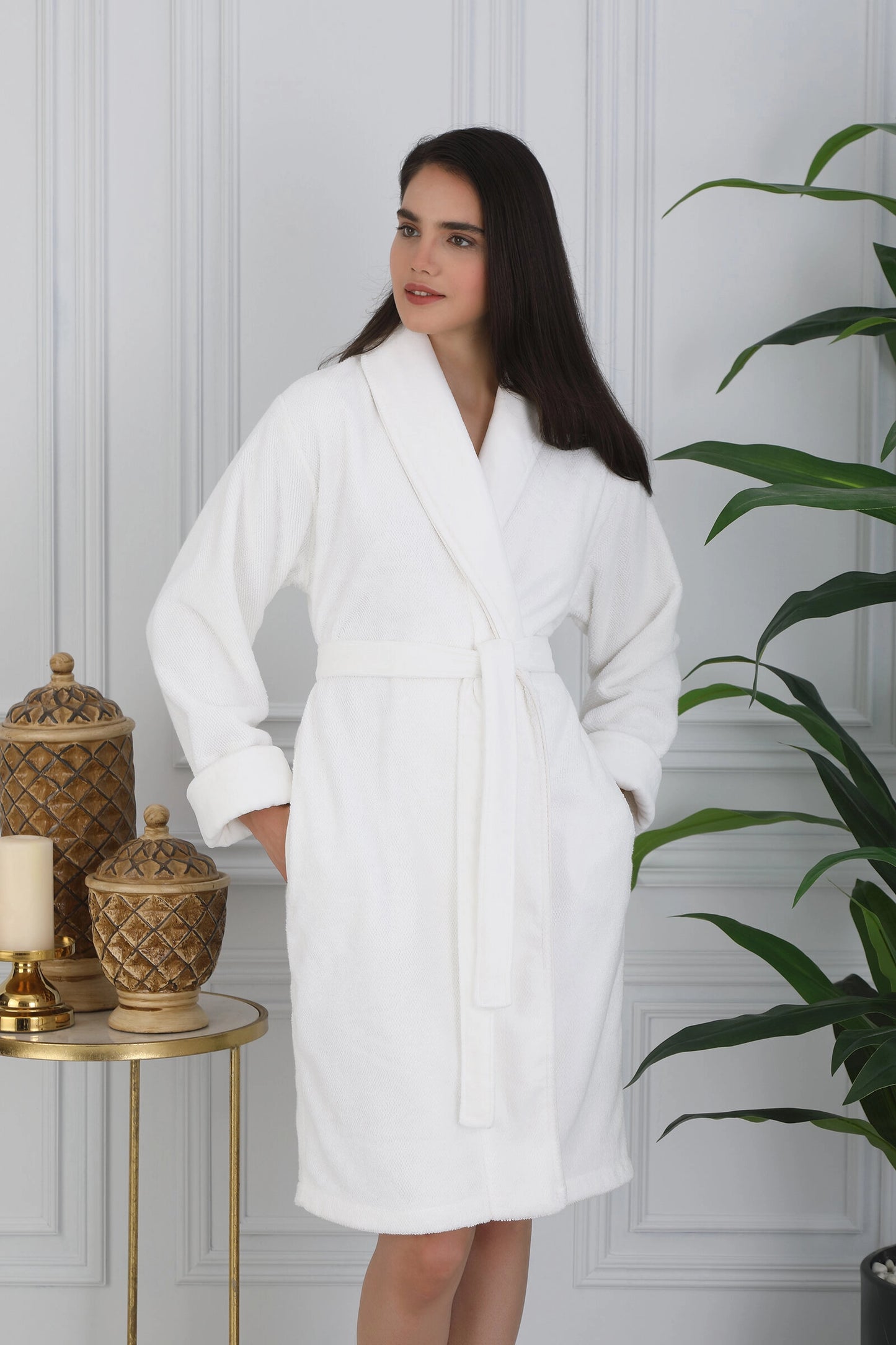 Halat de baie SADEM ACACIA - Bumbac Organic - Crem - S/M