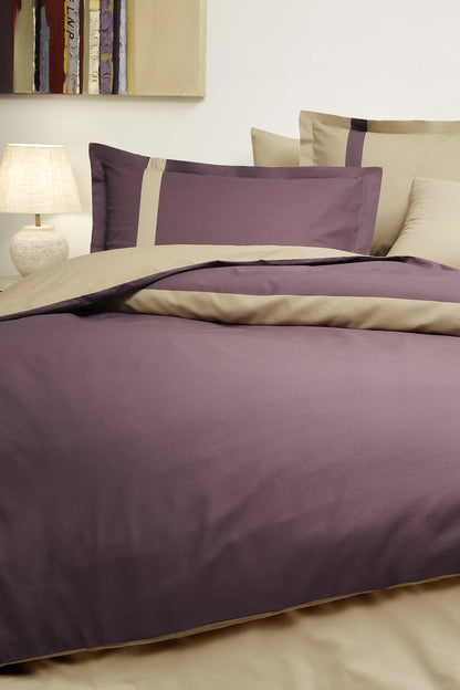 Set Lenjerie de pat Ozdilek – COLOUR STRIPE - Bej/Pruna - 1 Persoana